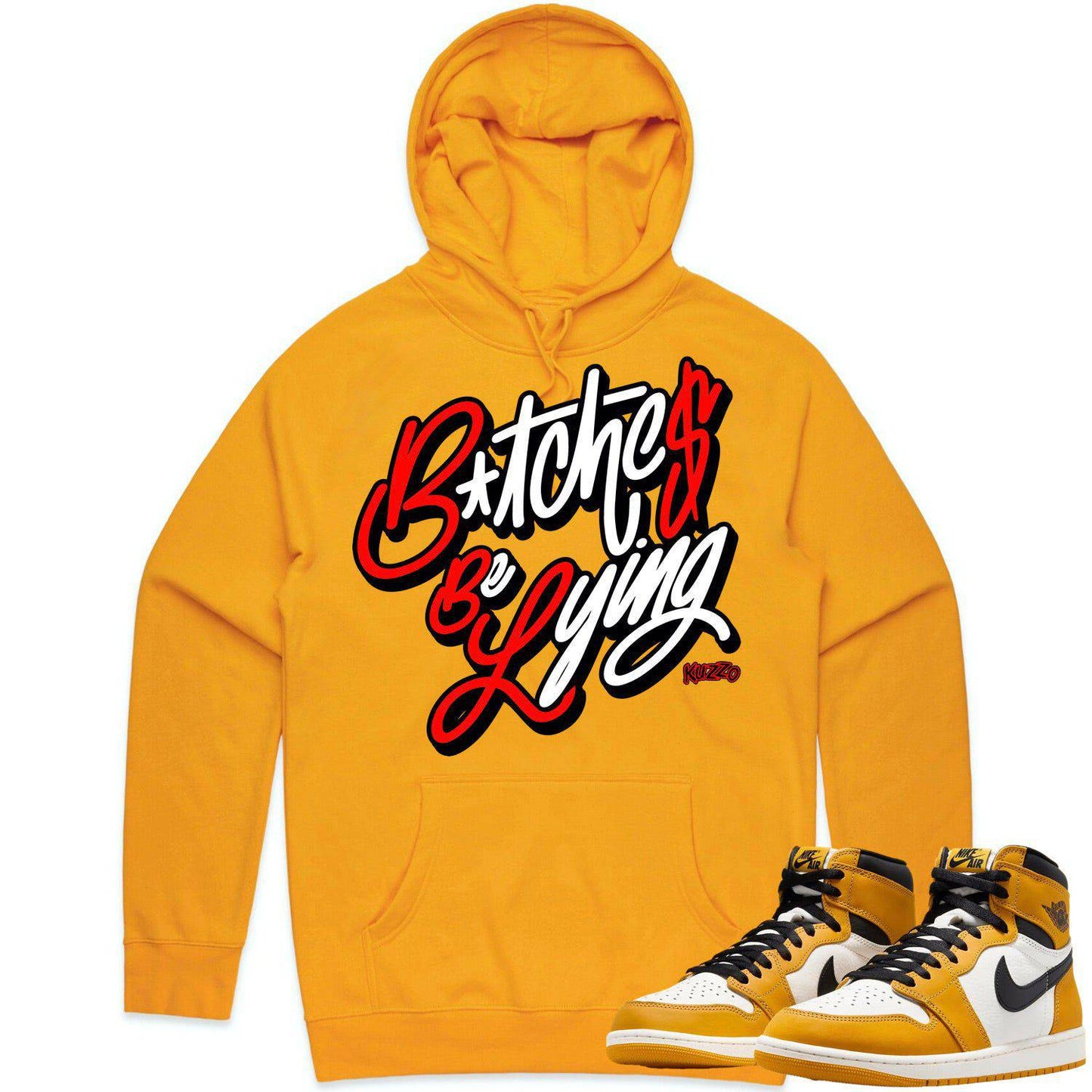 Yellow Ochre 1s Hoodie - Jordan 1 Hoodie - Red BBL