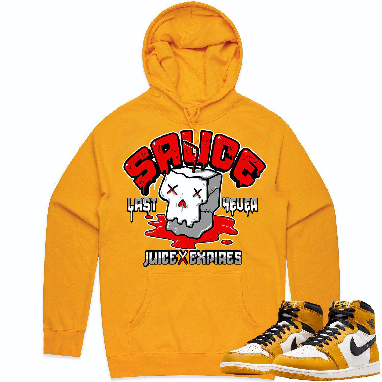 Yellow Ochre 1s Hoodie - Jordan 1 Hoodie - Red Sauce