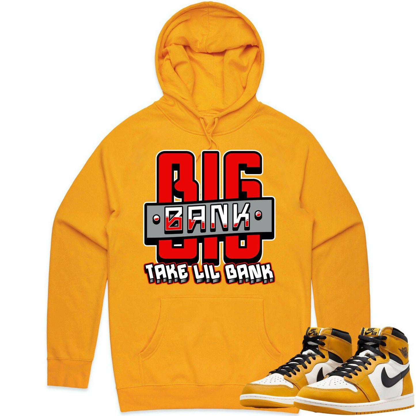 Yellow Ochre 1s Hoodie - Jordan 1 Ochre Yellow Hoodie - Red Big Bank