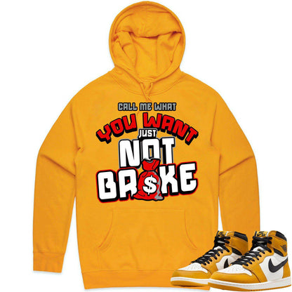 Yellow Ochre 1s Hoodie - Jordan 1 Yellow Ochre Hoodie - Red Not Broke