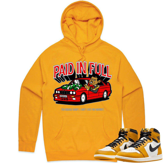 Yellow Ochre 1s Hoodie - Jordan 1 Yellow Ochre Hoodie - Red Paid