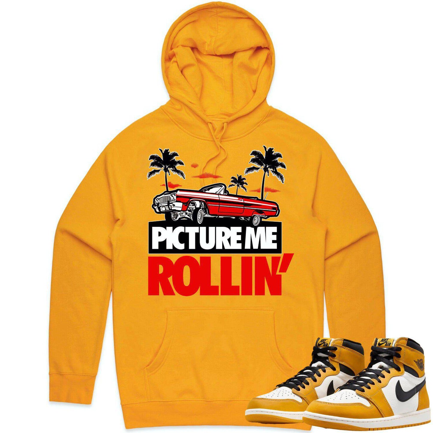 Yellow Ochre 1s Hoodie - Jordan 1 Yellow Ochre Hoodie - Red Picture