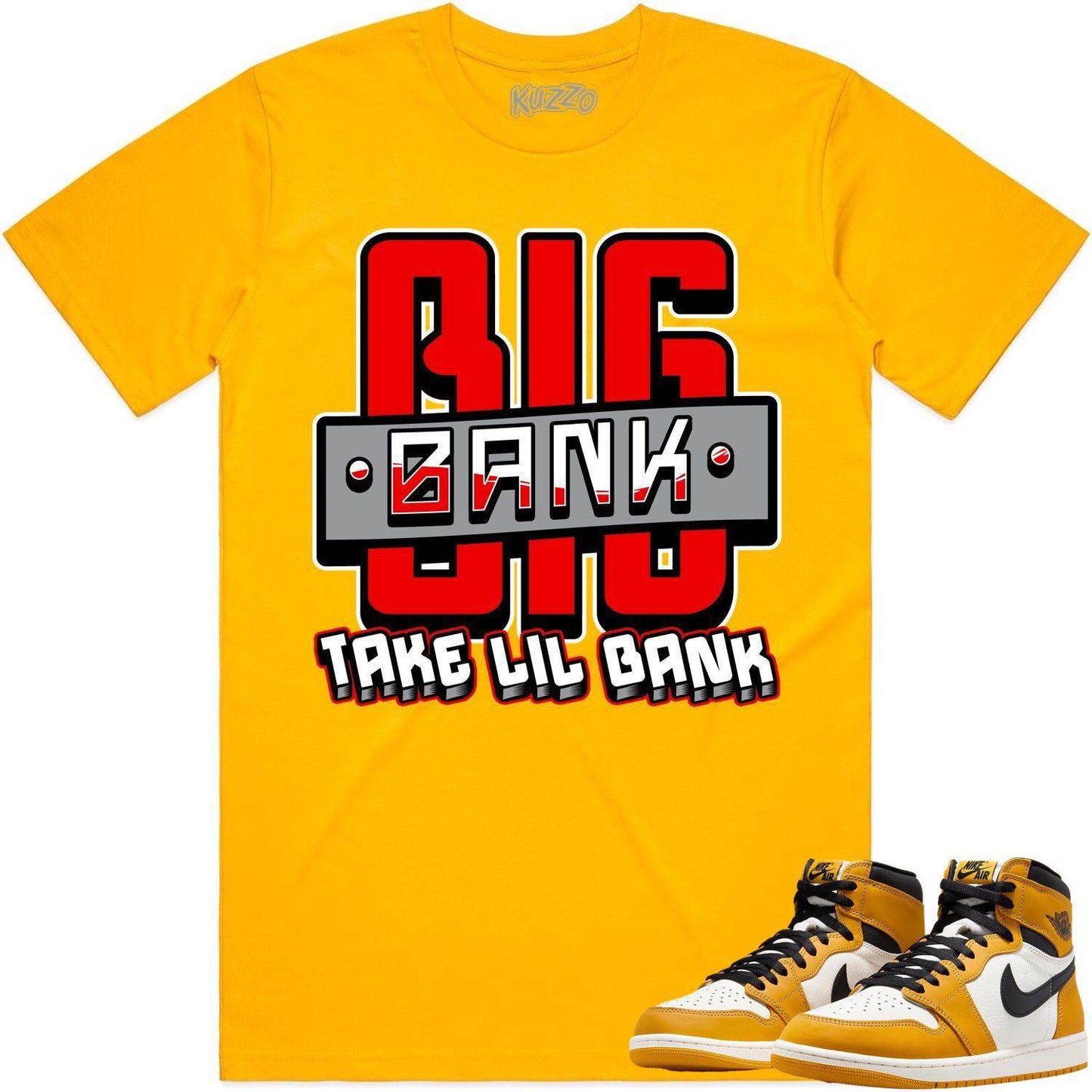 Yellow Ochre 1s Shirt - Jordan Retro 1 Sneaker Tees - Big Bank