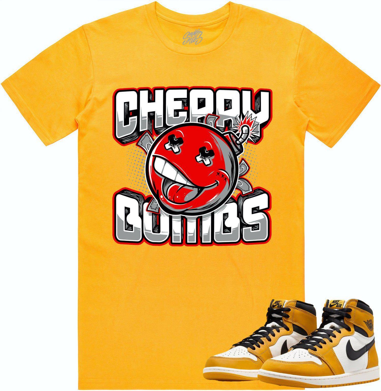 Yellow Ochre 1s Shirt - Jordan Retro 1 Sneaker Tees - Cherry Bombs