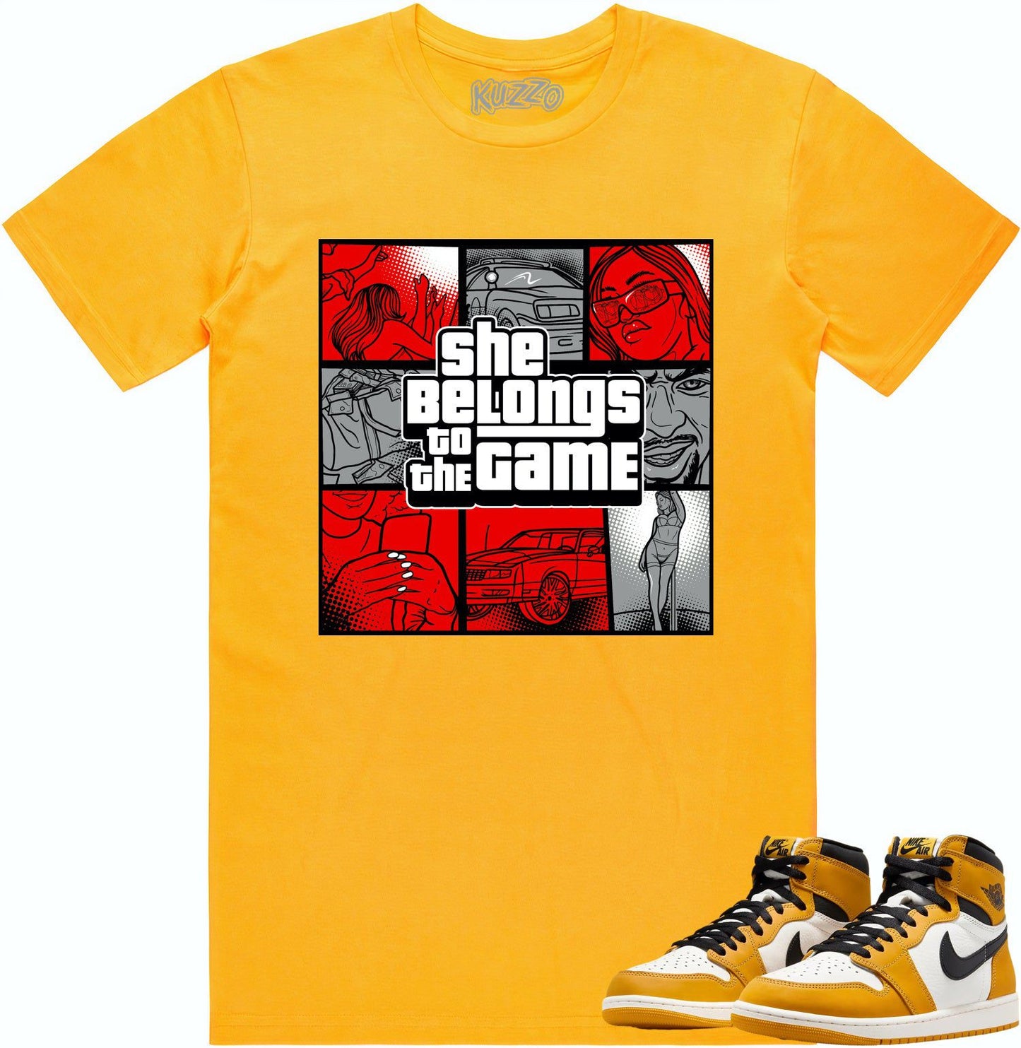 Yellow Ochre 1s Shirt - Jordan Retro 1 Sneaker Tees - Game