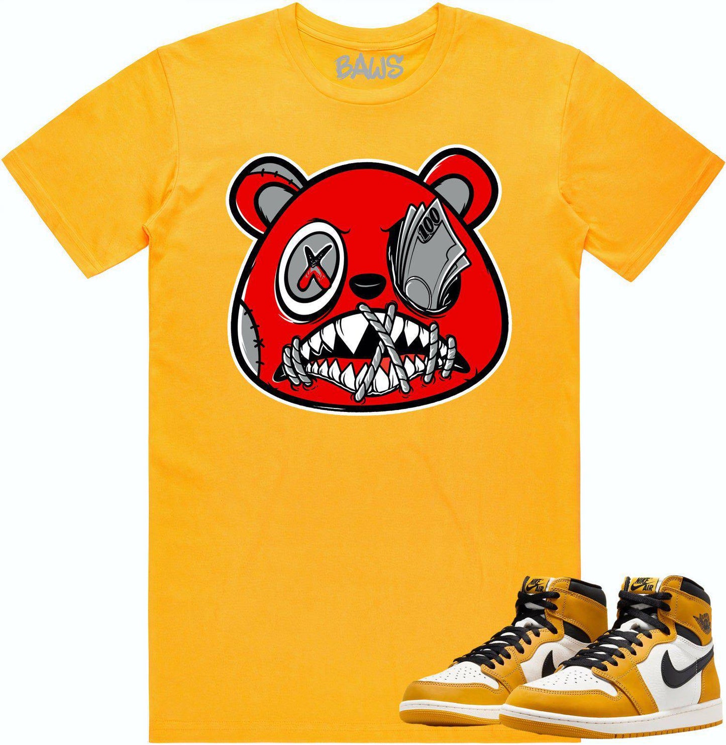 Yellow Ochre 1s Shirt - Jordan Retro 1 Sneaker Tees - Money Talks Baws