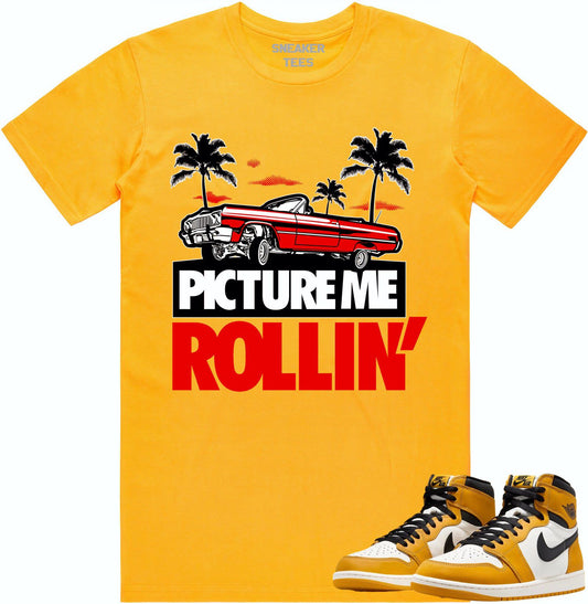 Yellow Ochre 1s Shirt - Jordan Retro 1 Sneaker Tees - Red Picture
