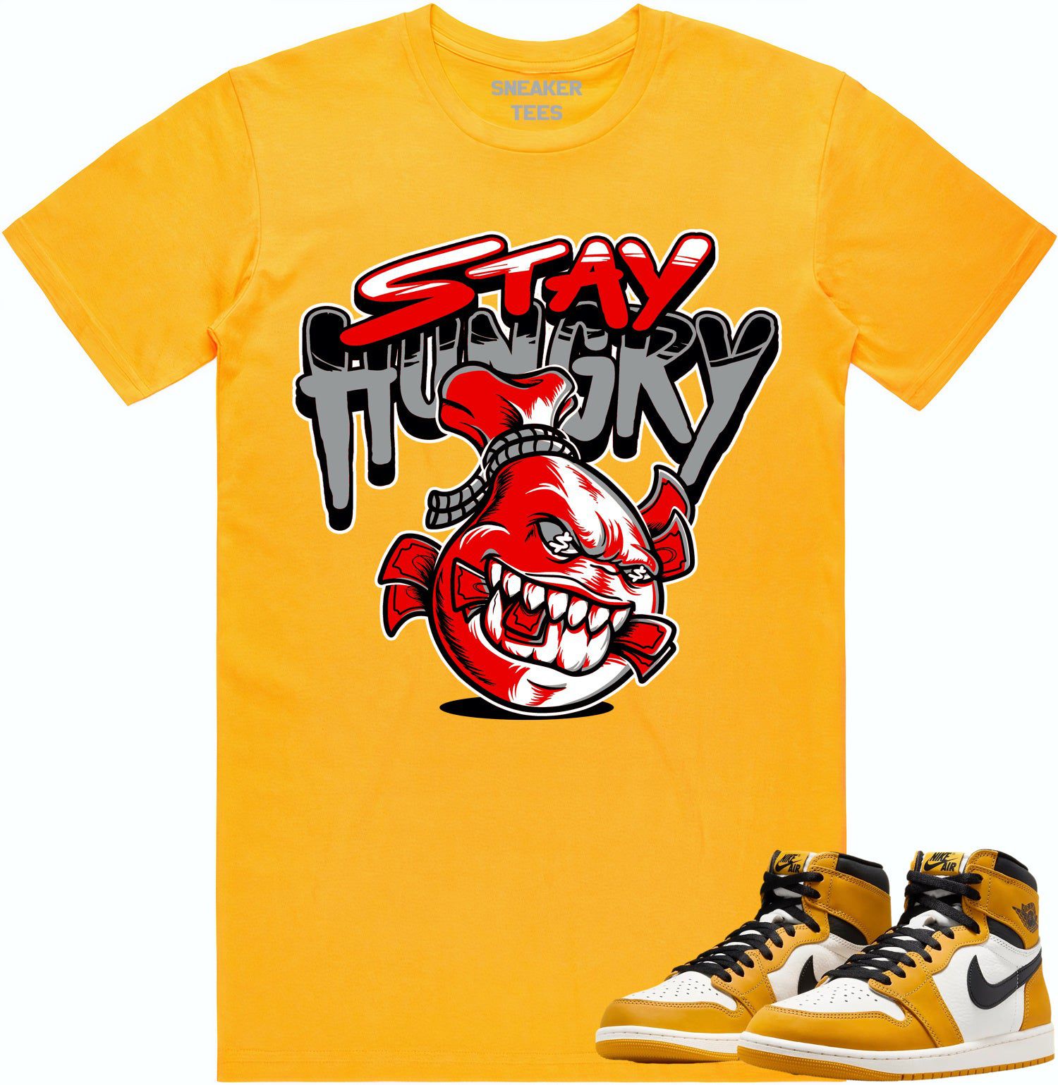 Yellow Ochre 1s Shirt - Jordan Retro 1 Sneaker Tees - Stay Hungry