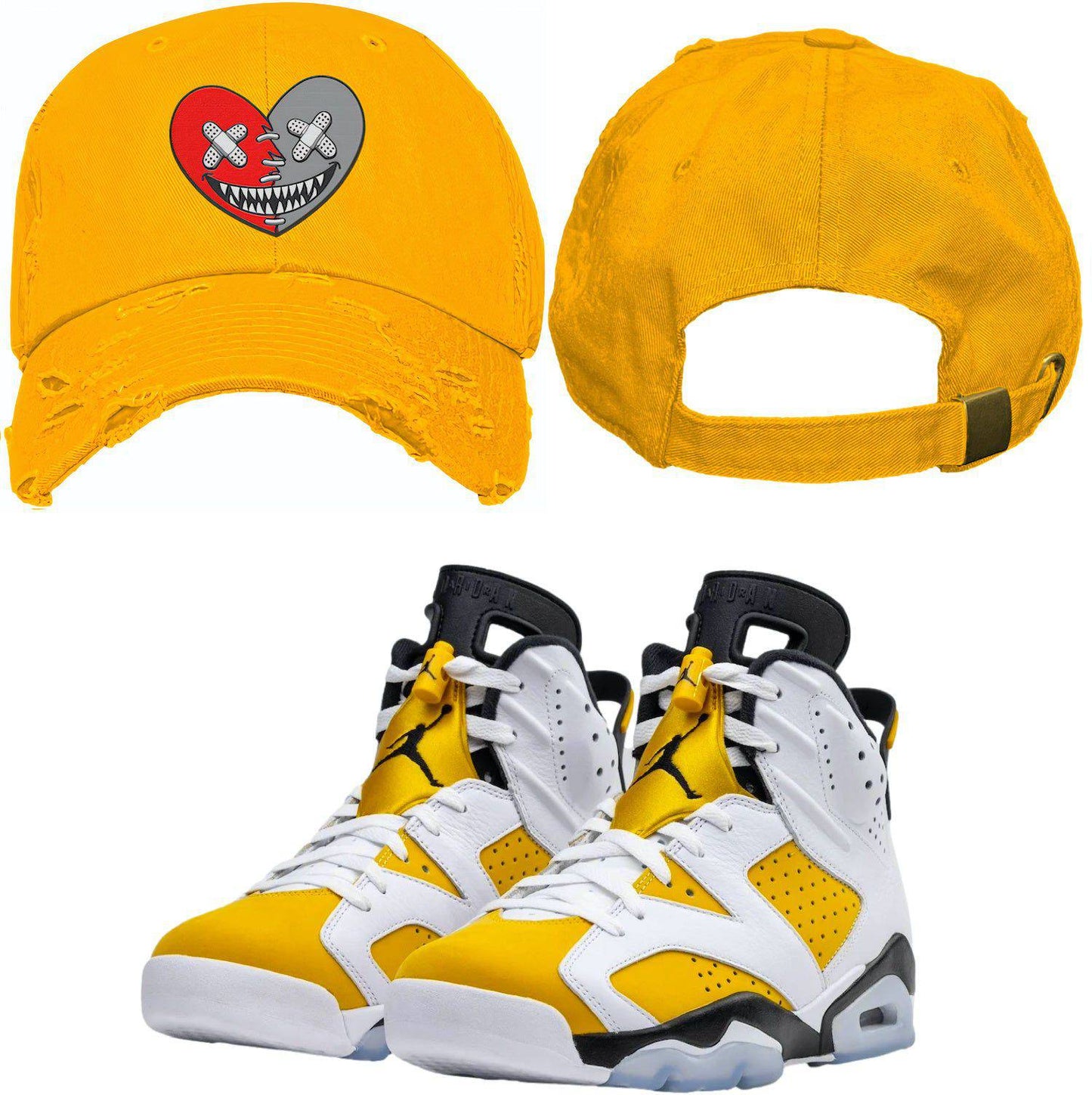 Yellow Ochre 6s Dad Hat - Jordan 6 Ochre 6s Hats - Red Heart Baws