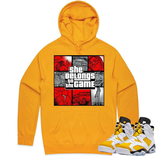 Yellow Ochre 6s Hoodie - Jordan 6 Yellow Ochre Hoodie - Red Game