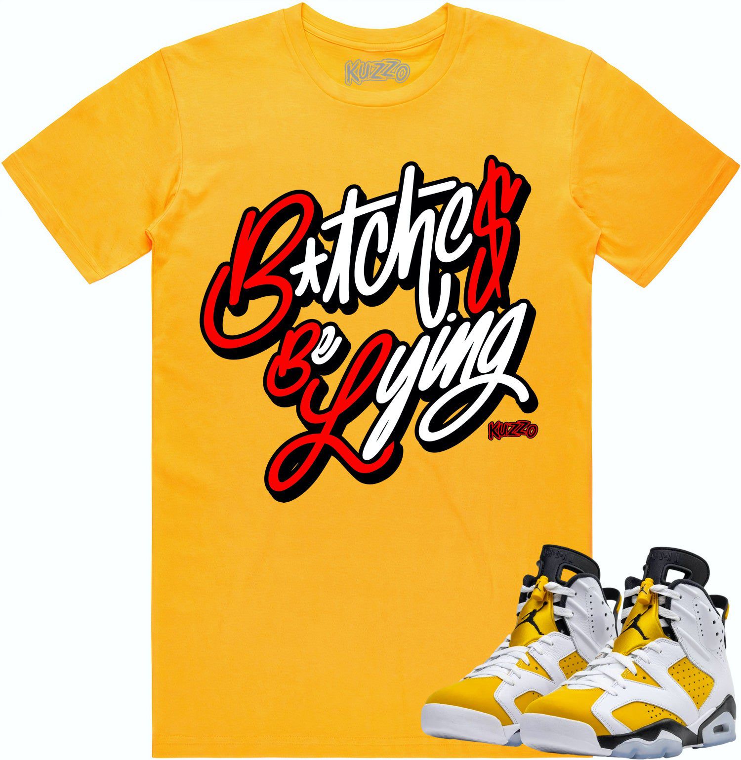 Yellow Ochre 6s Shirt - Jordan 6 Ochre Sneaker Tees - Red BBL