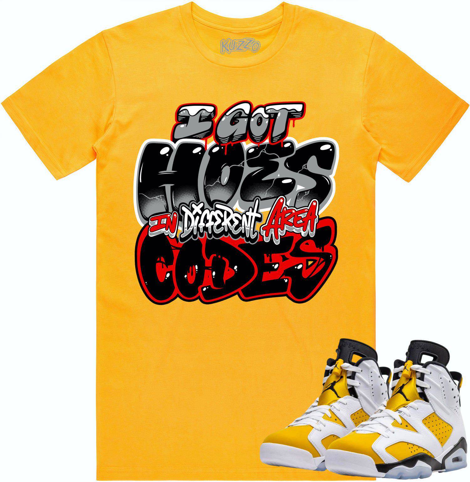 Yellow Ochre 6s Shirt - Jordan Retro 6 Ochre Sneaker Tees - Area Codes