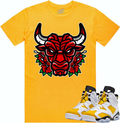Yellow Ochre 6s Shirt - Jordan Retro 6 Ochre Sneaker Tees - Bully Rose