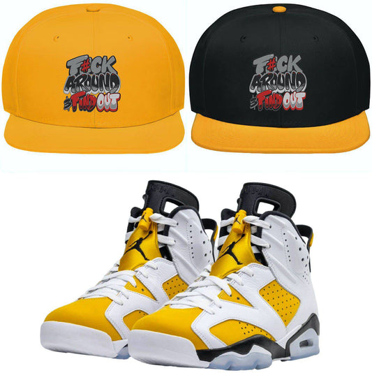 Yellow Ochre 6s Snapback Hat - Jordan 6 Ochre 6s Hats - F#ck