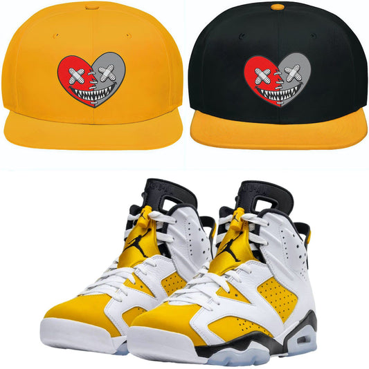 Yellow Ochre 6s Snapback Hat - Jordan 6 Ochre 6s Hats - Heart Baws