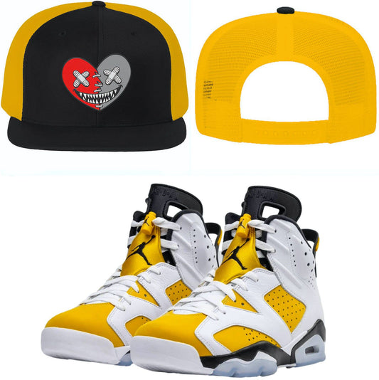 Yellow Ochre 6s Trucker Hat - Jordan 6 Ochre 6s Hats - Red Heart Baws
